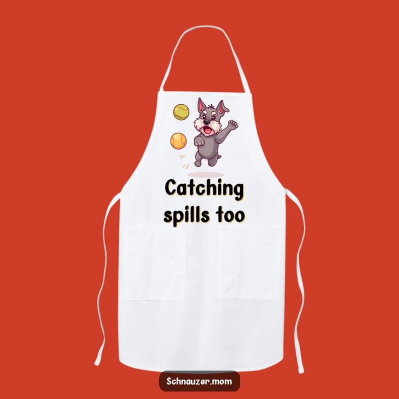 Funny Schnauzer Dog Apron: Playful Chef's Ball Catching Kitchen Gear
