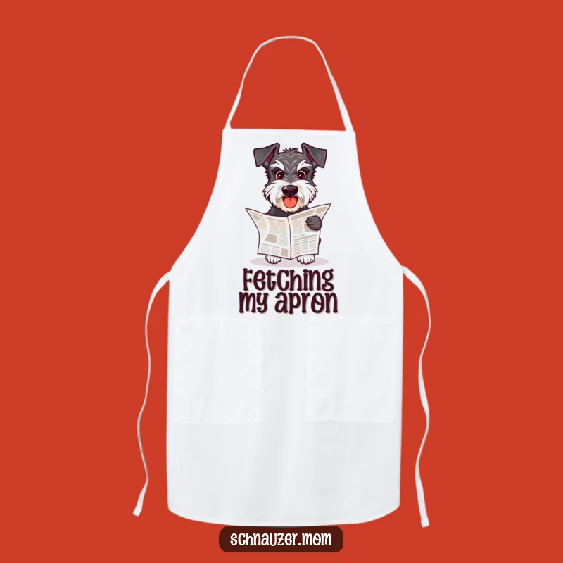 Funny Schnauzer Newspaper Fetch Apron - Cook with Diligence and Flair