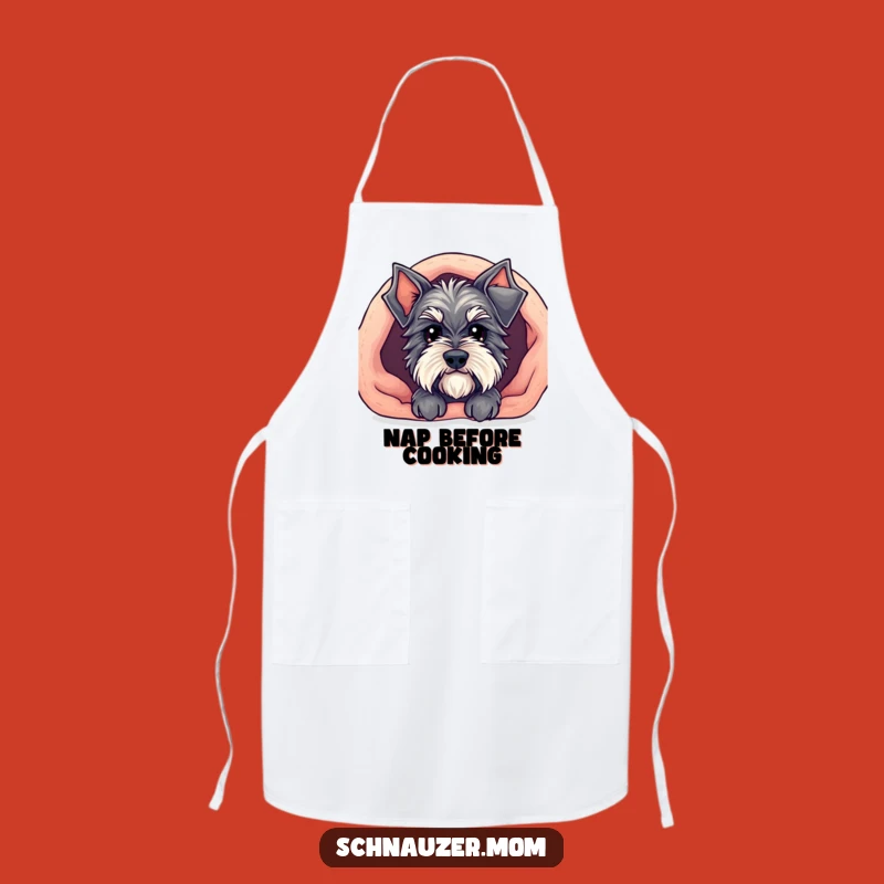 Funny Kawaii Schnauzer Apron - Cozy Blanket Peek Kitchen Gift