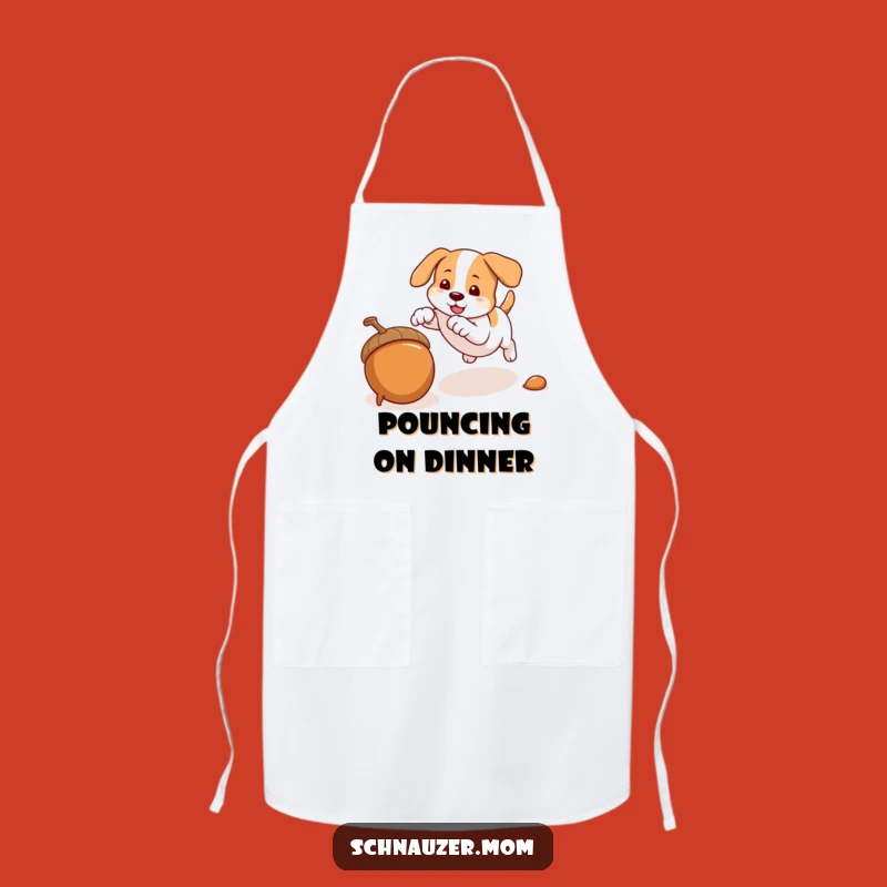 Funny Pouncing Dog Acorn Apron - Hilarious Kitchen Wear for Playful Cooks