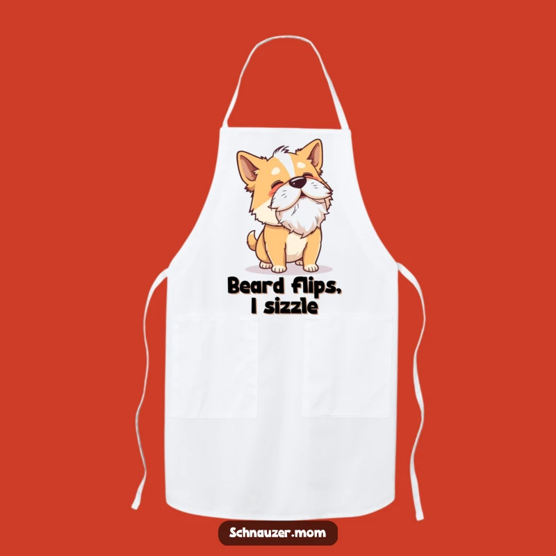 Funny Shaking Dog Apron: Beard Flying for a Hilarious Cooking Companion!