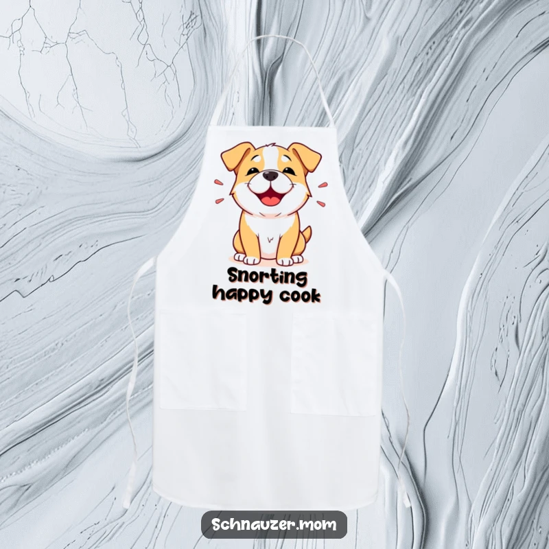Funny Snorting Dog Apron: A dog's face shows a happy snort of amusement, ready for kitchen fun with a joyful expression.