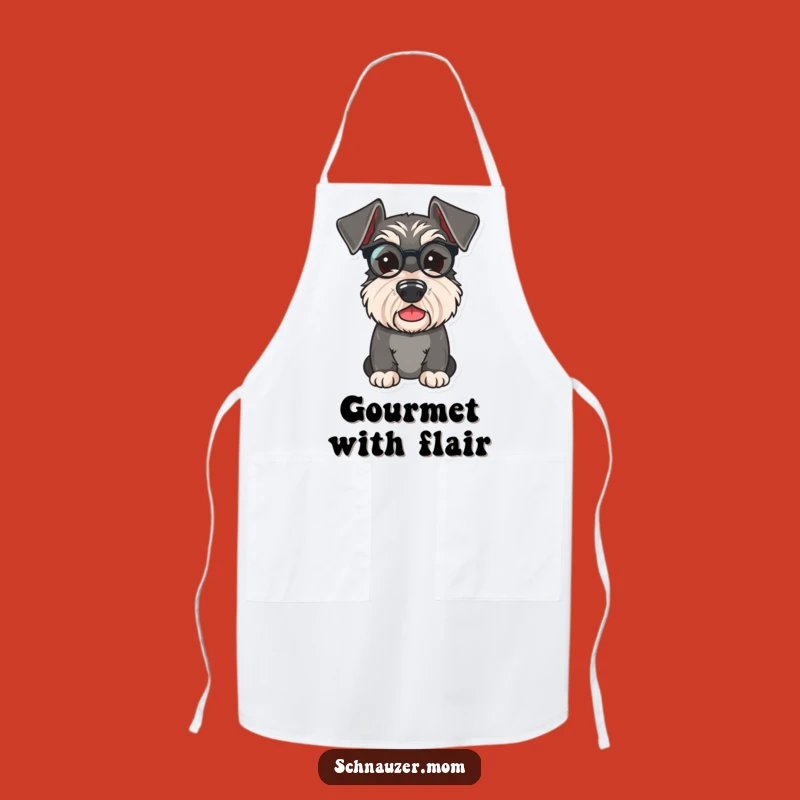 Funny Schnauzer Monocle Apron - Sophisticated Chef Dog