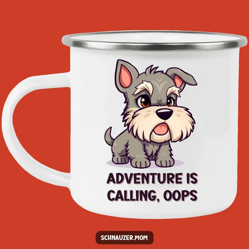 Funny Mischievous Schnauzer Camping Mug: Adventure with a Wink!