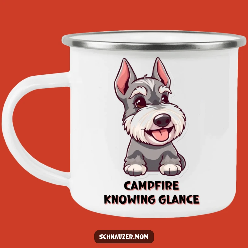 Funny Schnauzer Camping Mug: Knowing Glance Trail Companion
