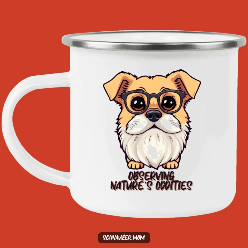 Funny Bearded Scholar Dog Camping Mug - Outdoor Tiny Spectacles Cup