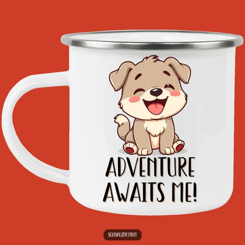 Funny Camping Mug: Playful Barking Dog, Outdoor Humorous Gift