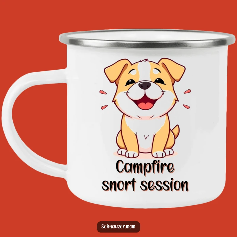 Funny Camping Mug: Snorting Dog for Your Hilarious Outdoor Adventures!