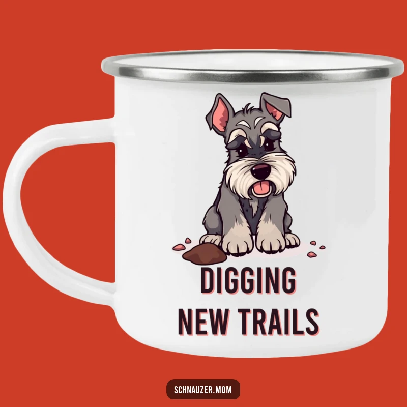 Funny Digging Schnauzer Lady Camping Mug: Adventure Fuel Gift