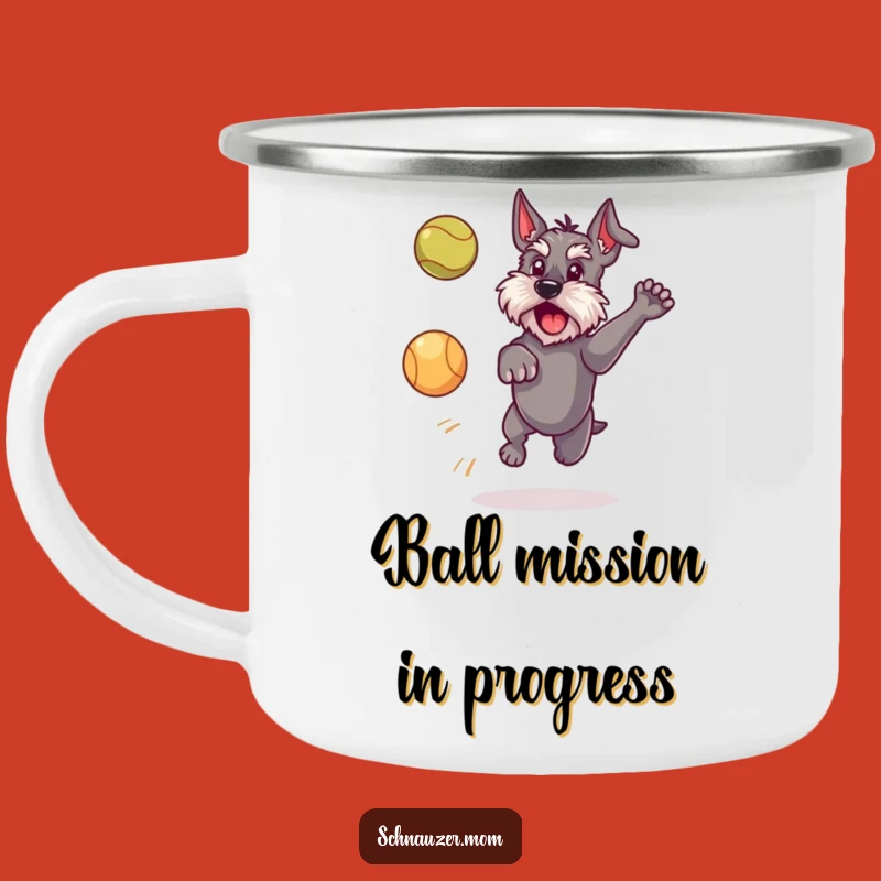 Funny Schnauzer Dog Camping Mug: Playful Pup's Adventure Fuel