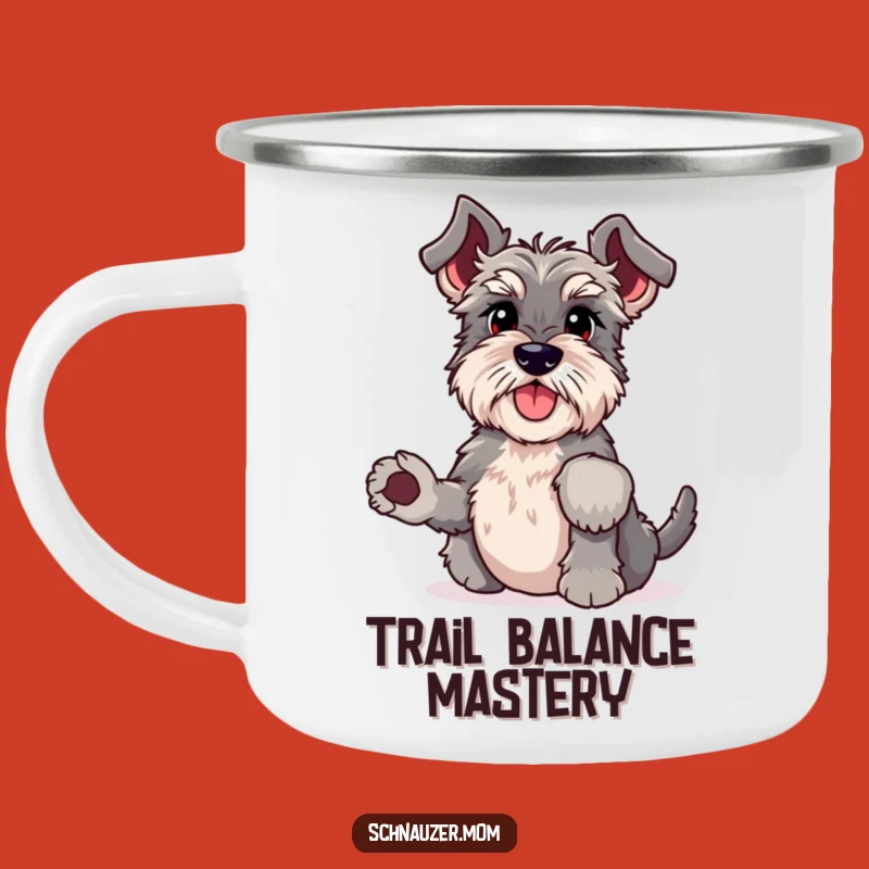 Funny Schnauzer Headstand Camping Mug: Adventure-Ready Humor for Your Daily Brew