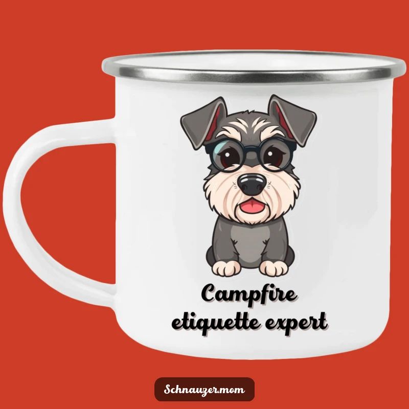 Funny Schnauzer Monocle Camping Mug - Dapper Outdoor Companion