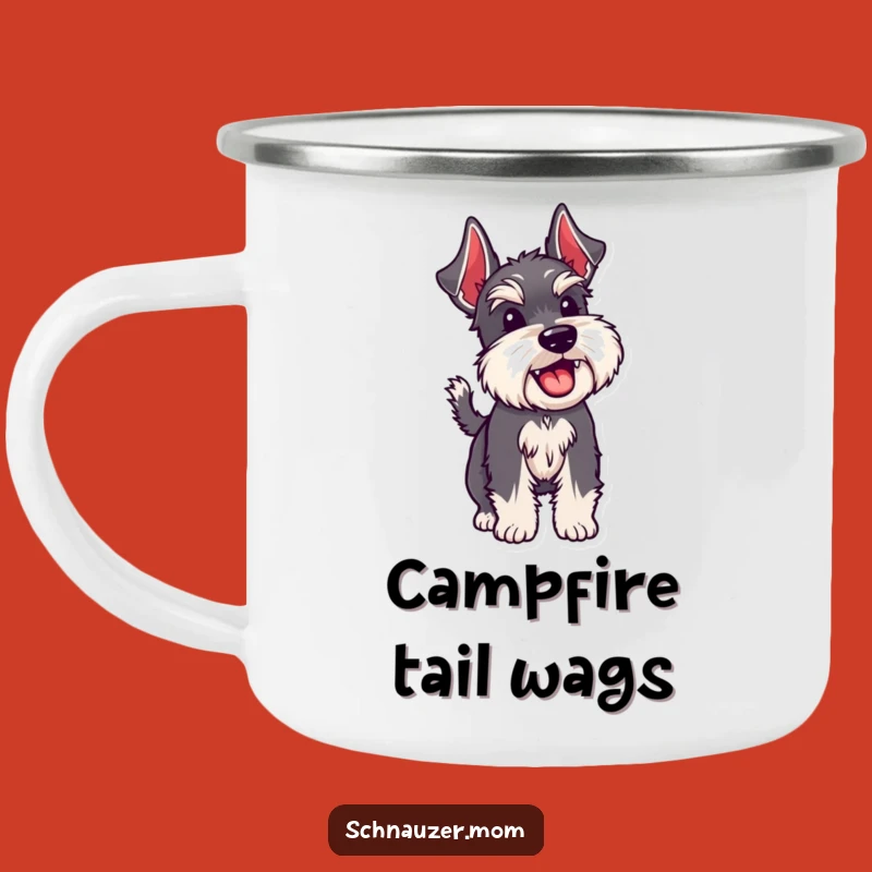 Funny Schnauzer Wagging Tail Camping Mug - Adventure with Joy