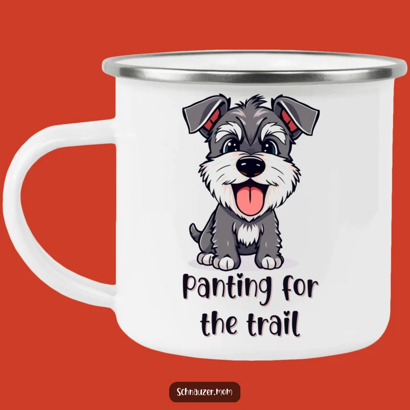 Durable Funny Schnauzer Panting Camping Mug: Happy Dog's Joyful Pant