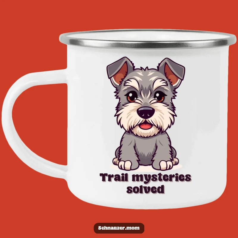 Funny Kawaii Schnauzer Camping Mug: Curious Brows on Outdoor Adventures