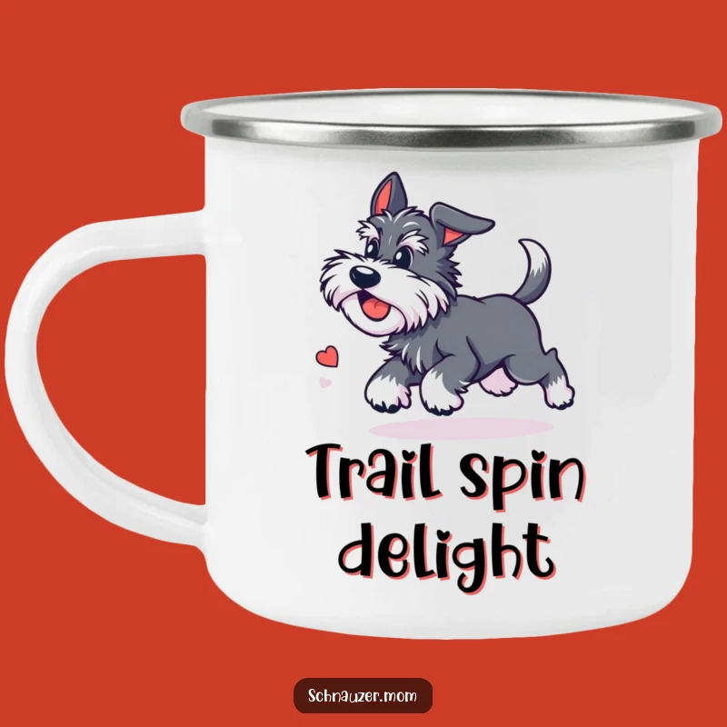 Funny Kawaii Schnauzer Camping Mug - Dizzy Tail Chase Adventure Cup Gift