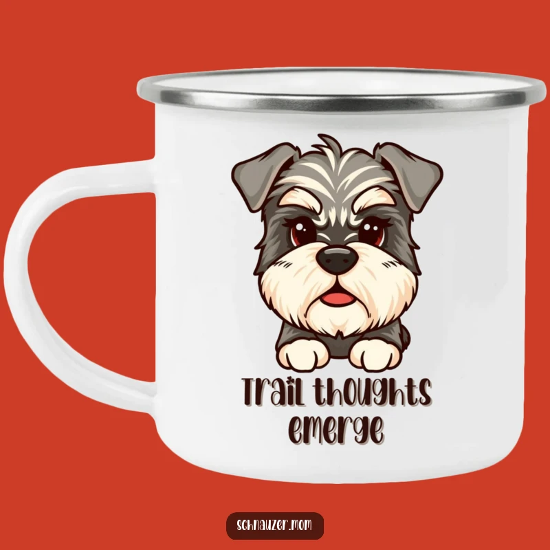 Funny Pensive Schnauzer Camping Mug: Reflective Sips, Whimsical Funny Gift
