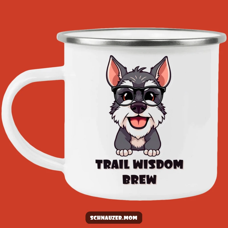 Funny Schnauzer Dog Adjusting Spectacles Camping Mug - Adventure with Intellect