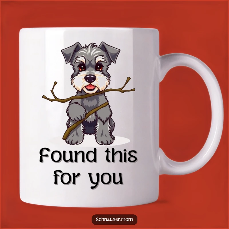 Funny Kawaii Schnauzer Twig Offering Mug - Proud Dog Gift