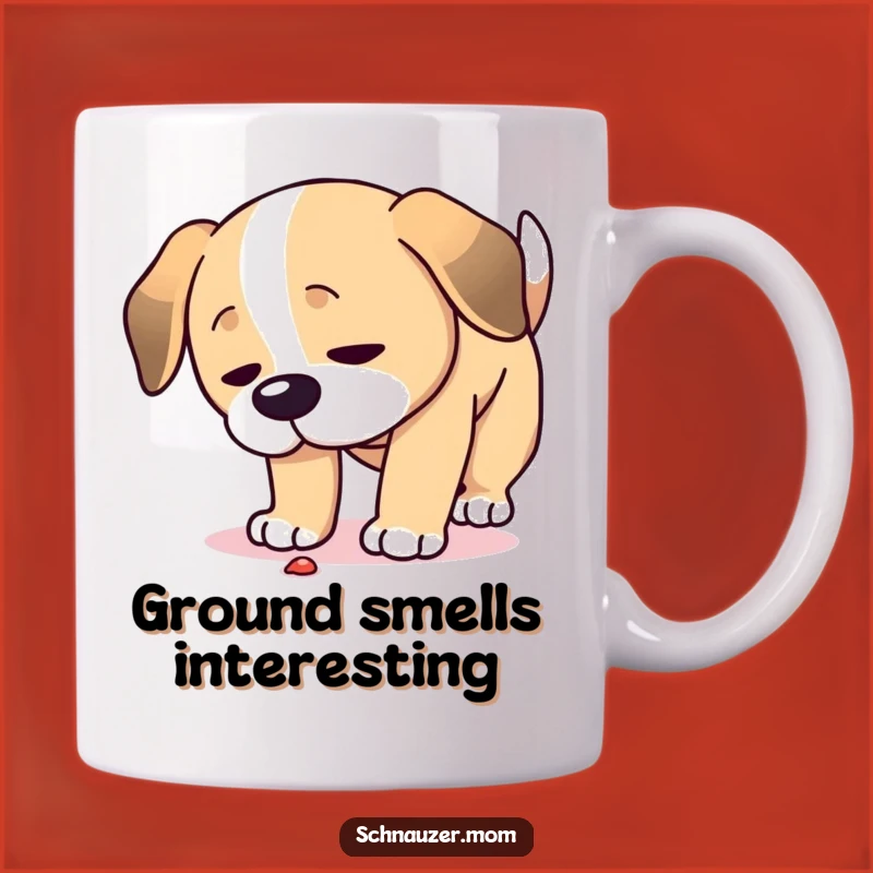 Funny Curious Dog Mug: The Perfect Gift for a Focused Sniffer!