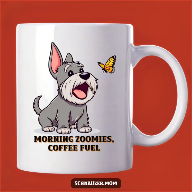 Funny Excited Schnauzer Barking Mug: A Hilarious Butterfly Chase Gift!