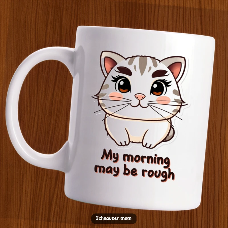 Funny Mug featuring a distinguished character with prominent bushy eyebrows and a neat set of whiskers, exuding a wise and witty charm.
