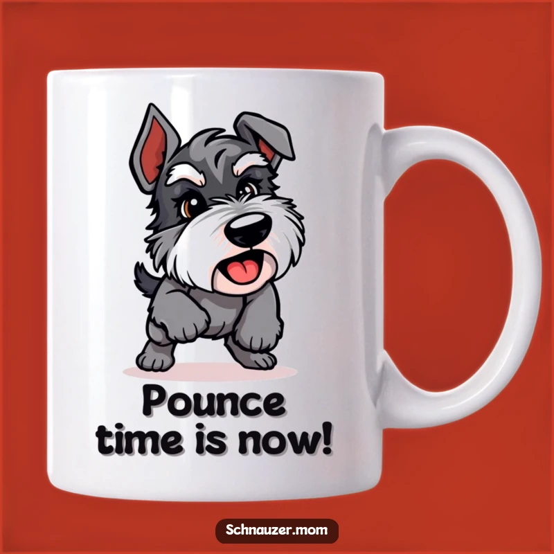 Funny Playful Schnauzer Pounce Mug - Energetic Dog Owner Gift Idea!