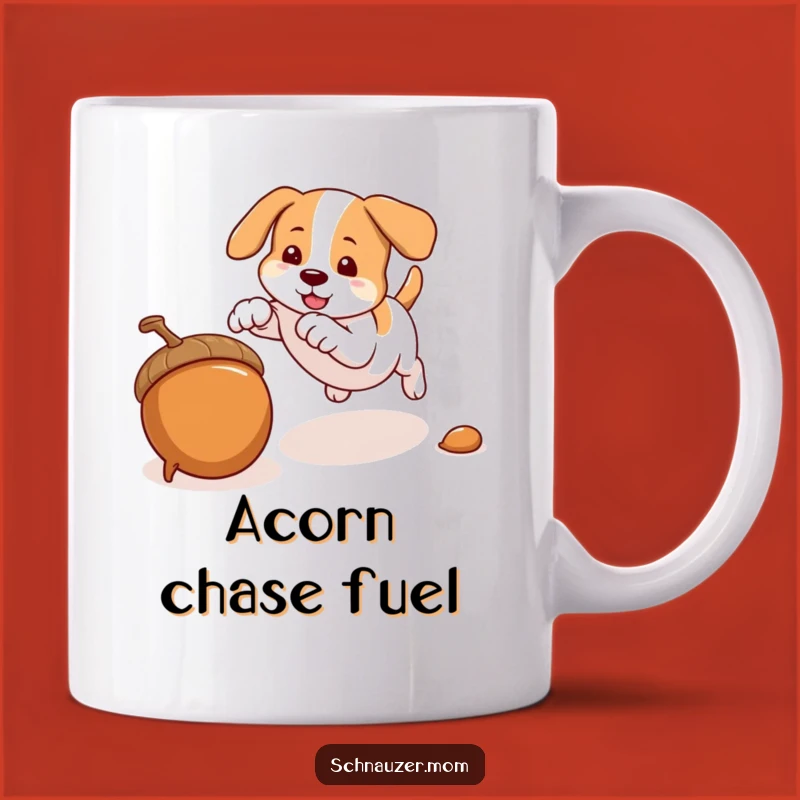 Funny Pouncing Dog Acorn Mug - Playful Pup Gift for Energetic Dog Lovers