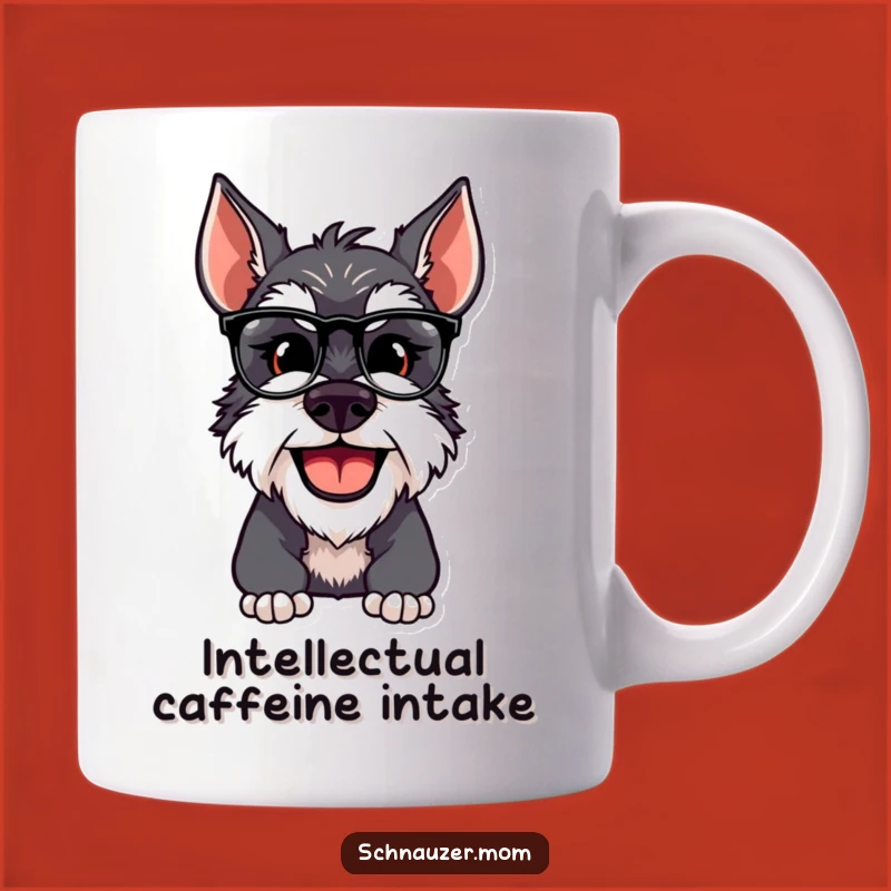 Funny Schnauzer Dog Adjusting Spectacles Mug - A Hilarious Gift for Book Lovers