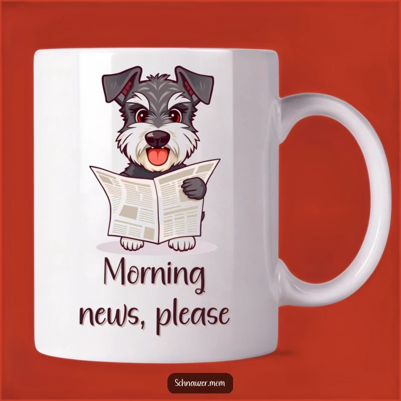 Funny Schnauzer Fetching Newspaper Mug - Perfect Gift for Morning Readers
