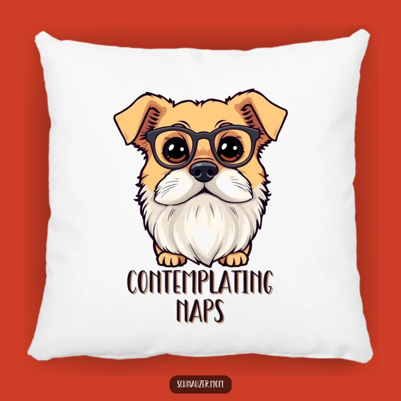 Funny Bearded Scholar Dog Pillow - Cozy Tiny Spectacles Cushion