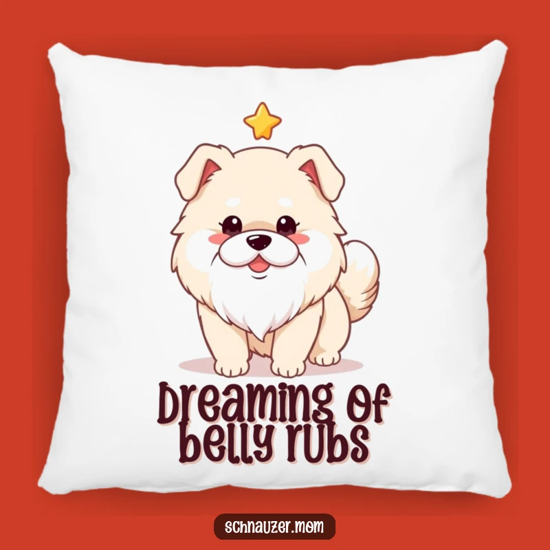 Funny Fluffy Dog White Beard Pillow - Cute Wagging Tail Star Cushion