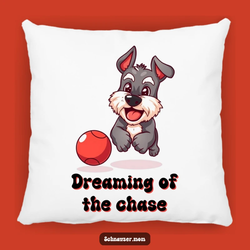 Funny Schnauzer Ball Chase Pillow - Comfy Playful Dog Accent