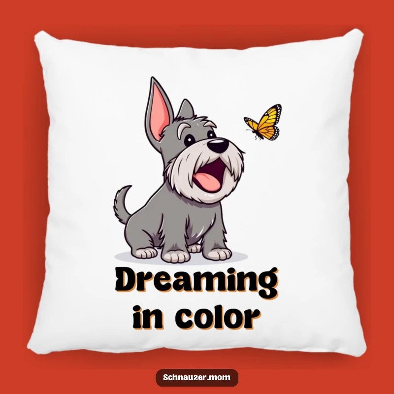 Funny Excited Schnauzer Pillow: Cozy Up with Barking Bliss!
