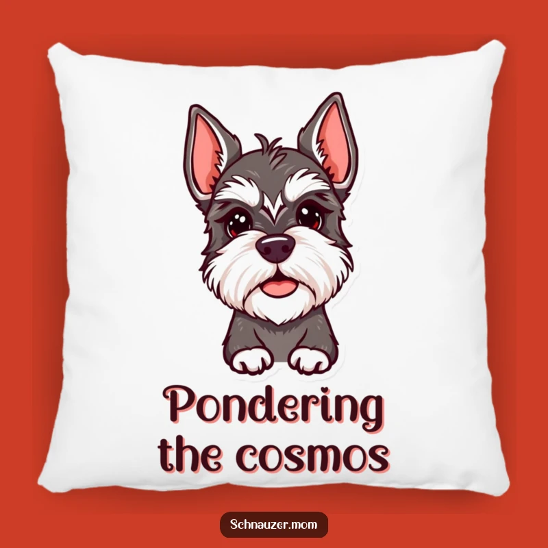 Funny Schnauzer Lady Pillow - Quizzical Tilt, Cozy & Comical Gift