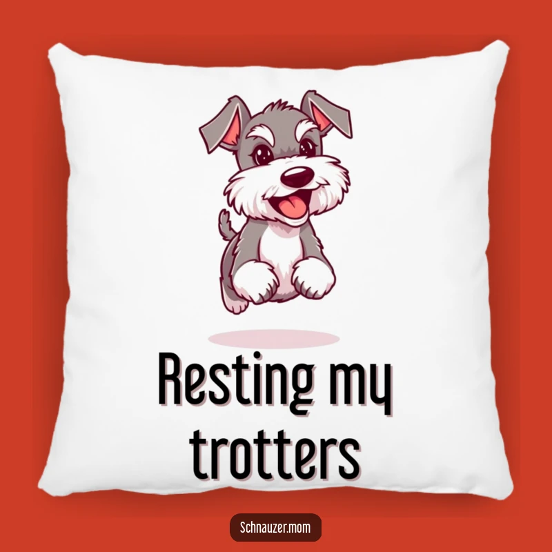 Funny Schnauzer Lady Trotting Pillow: Comfy Happy Decor Gift