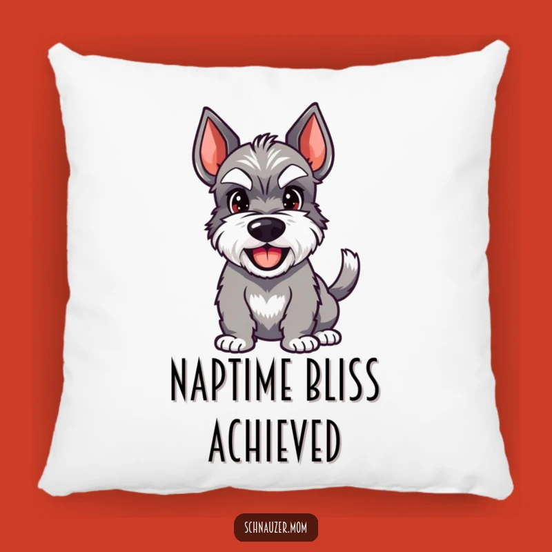 Funny Schnauzer Pillow - Happy Grin & Wag - Cozy Gift