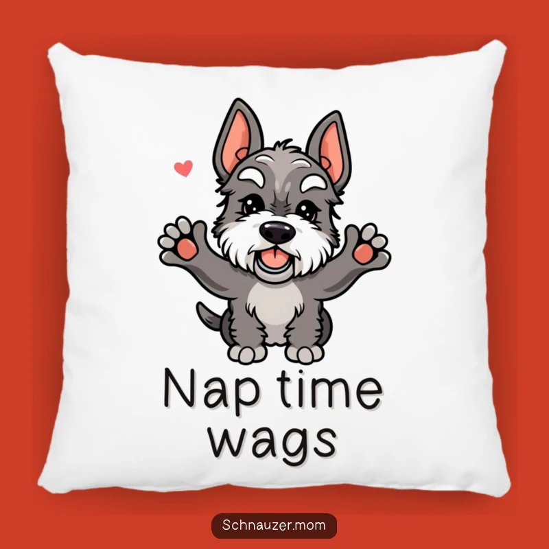 Funny Kawaii Schnauzer Pillow - Cozy Greeting Wagging Tail Cushion