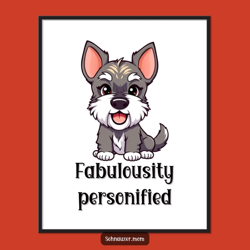 Funny Schnauzer Lady Digital Print - Smirk & Wagging Tail, Instant Joy Art