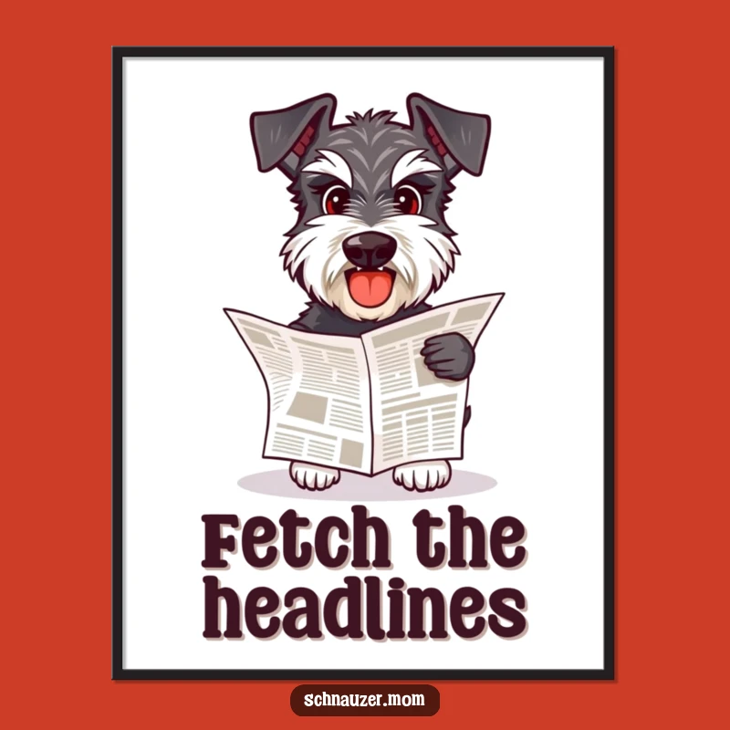 Funny Schnauzer Fetching Newspaper Digital Art - Instant Diligent Decor