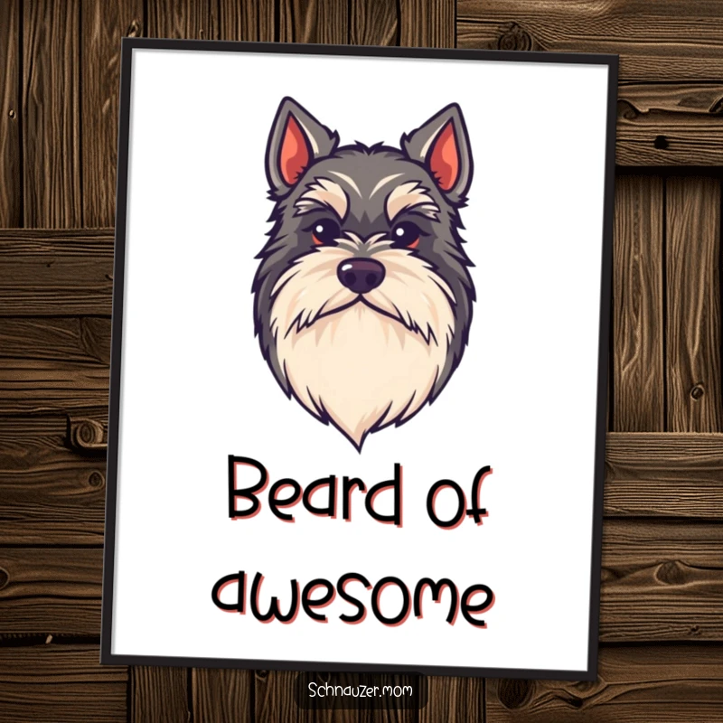 Funny kawaii Schnauzer digital art print, a dog with a large, bushy beard, perfect for instant, stylish, and humorous decor.