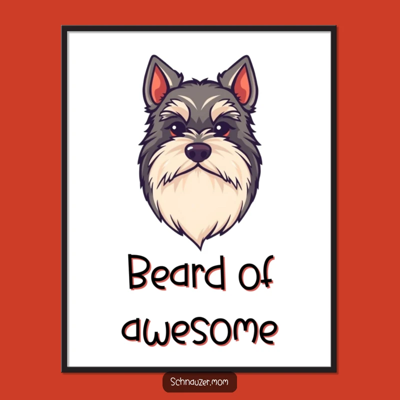 Funny Kawaii Schnauzer Beard Digital Print - Stylish Dog Art