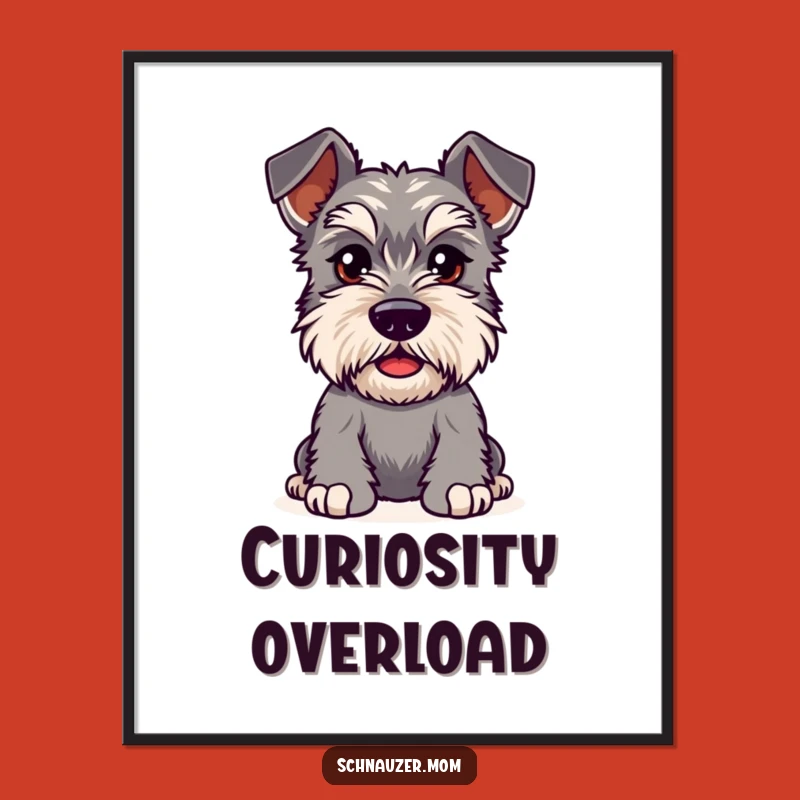 Funny Kawaii Schnauzer Digital Art: Curious Brows for Playful Decor