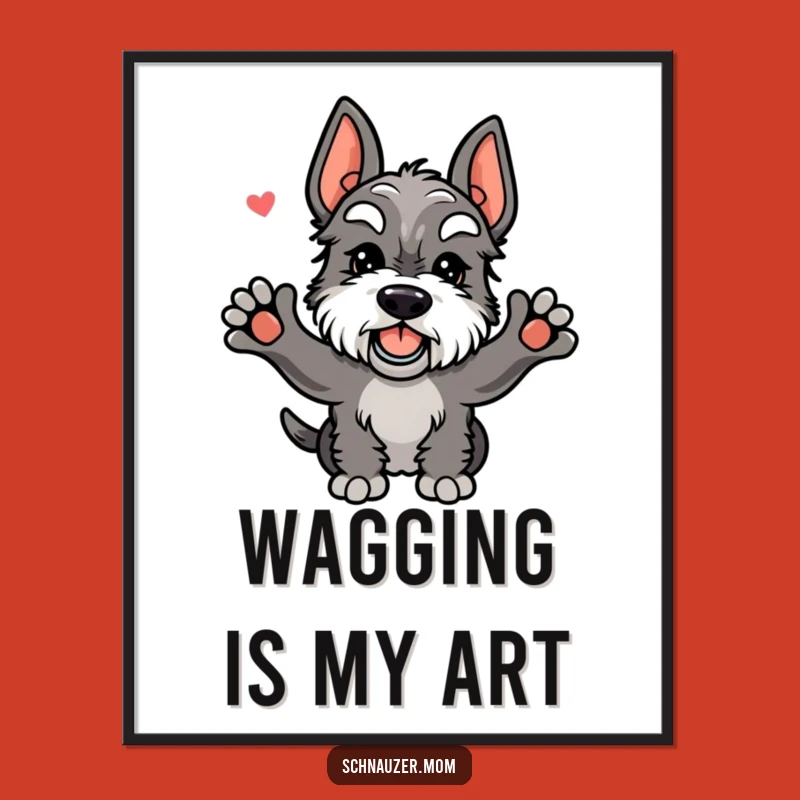 Funny Kawaii Schnauzer Digital Art - Joyful Wagging Tail Greeting Download