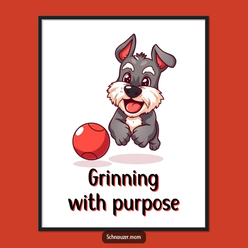 Funny Schnauzer Ball Chase Digital Art - Instant Dog Determination