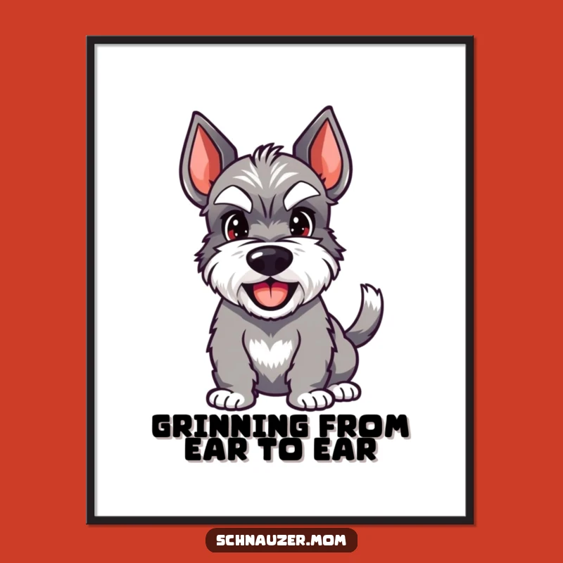 Funny Schnauzer Digital Art - Happy Grin & Wag Print - Gift