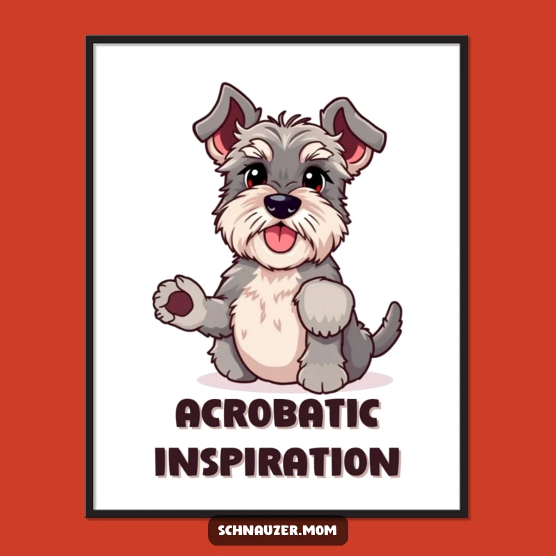 Funny Schnauzer Headstand Digital Art: Instant Laughs with Printable Dog Yoga Pose