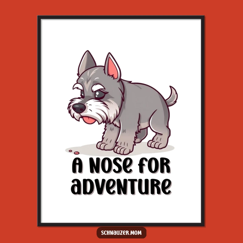 Funny Schnauzer Lady Digital Print - Curious Sniffing, Instant Intrigue Art