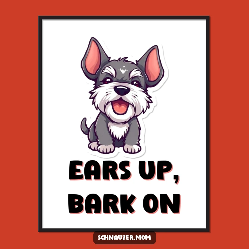 Instant Funny Kawaii Schnauzer Digital Art - Playful Dog Download, Gift