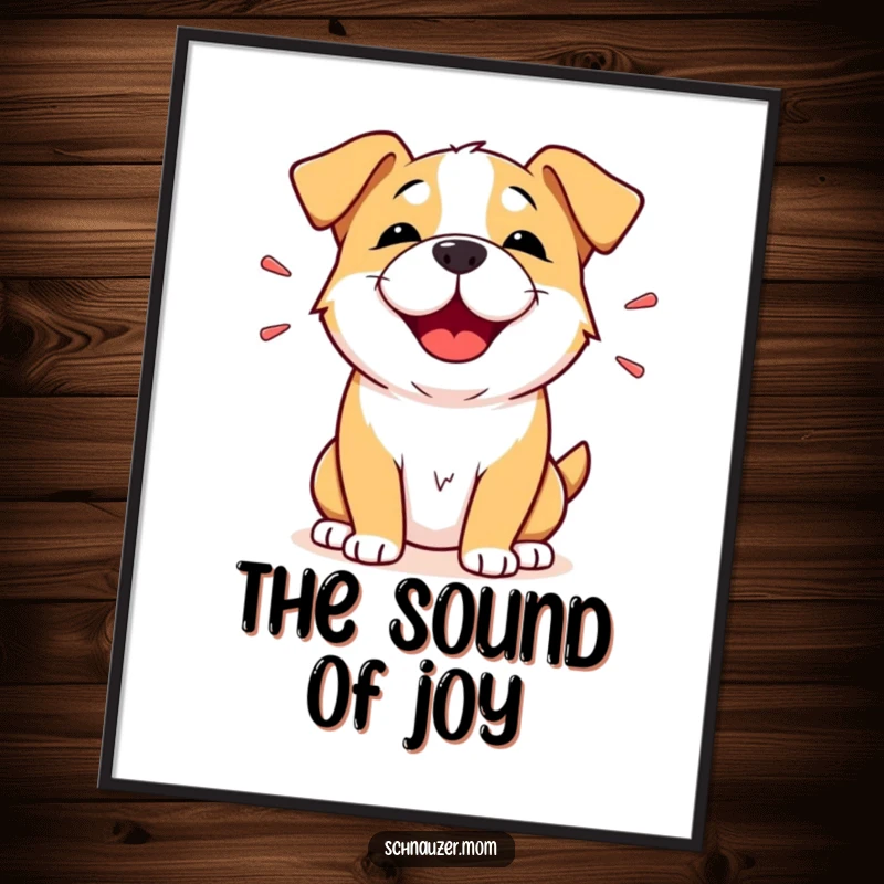 Funny Digital Art Print: A dog's face illustrates a happy snort of amusement, with crinkled eyes and a joyful, humorous expression.
